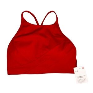 NWT Lululemon Flow Y Wrap-Front High-Neck Bra in College Crimson size 2